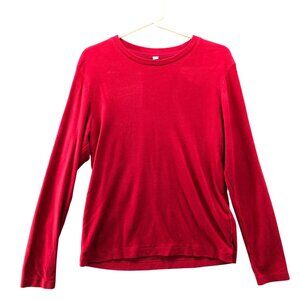 Uniqlo Heattech Fleece Crewneck Long Sleeve T Shirt Womens M Red Crewneck